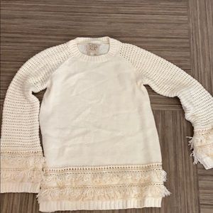 Cream fringe sweater